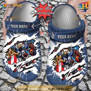 Football Crocs Personalized Seattle Seahawks Mascot Ripped Flag Clog Shoes