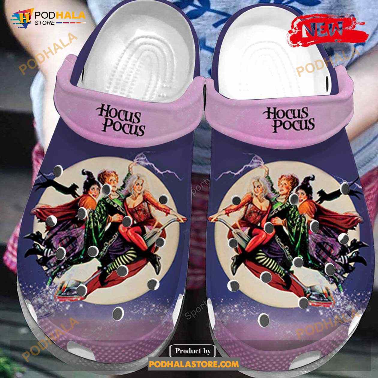Funny Purple Hocus Pocus On Broom Halloween Crocs Classic Clog Shoes Funny Purple Hocus Pocus On Broom Halloween Crocs Classic Clog Shoes