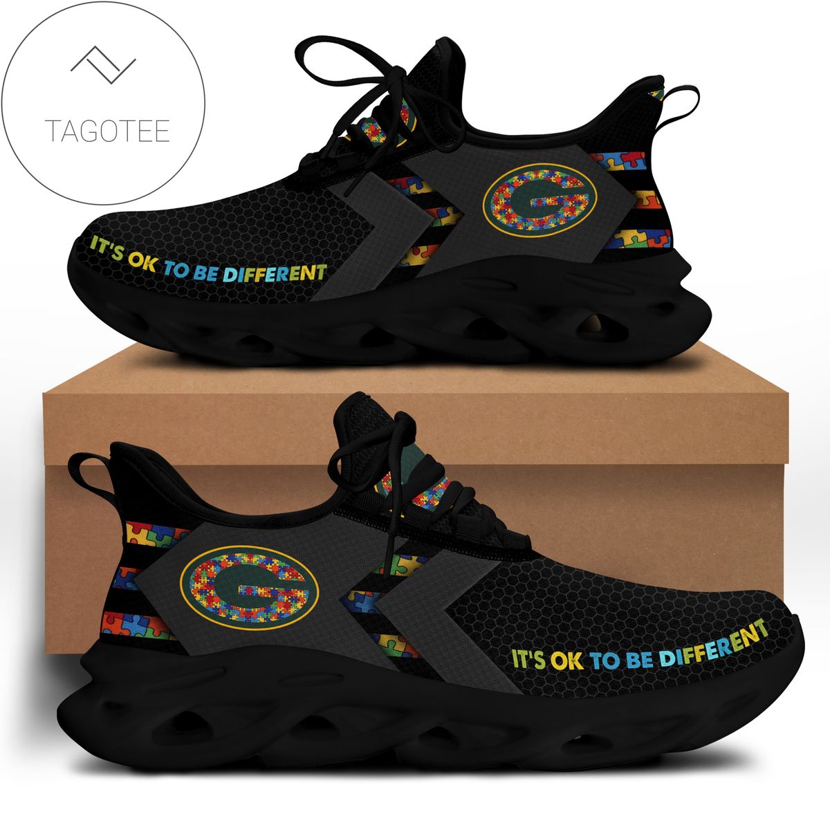 Green Bay Packers Autism It S Ok To Be Different Clunky Sneaker Max Soul Shoes Green Bay Packers Autism It S Ok To Be Different Clunky Sneaker Max Soul Shoes