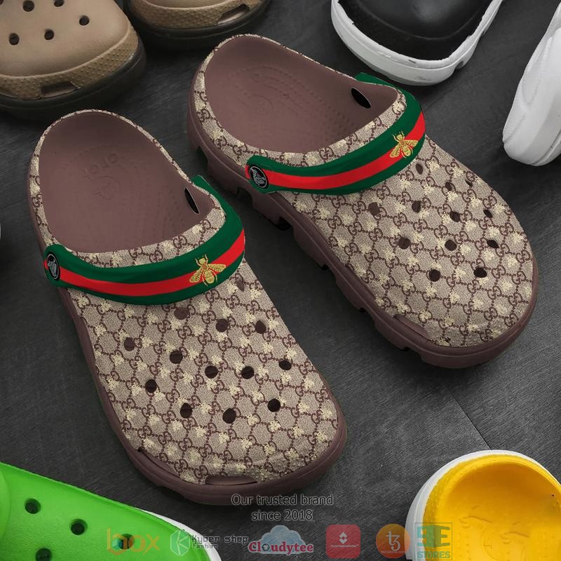 Gucci Brown Pattern Crocband Clog Shoes Gucci Brown Pattern Crocband Clog Shoes