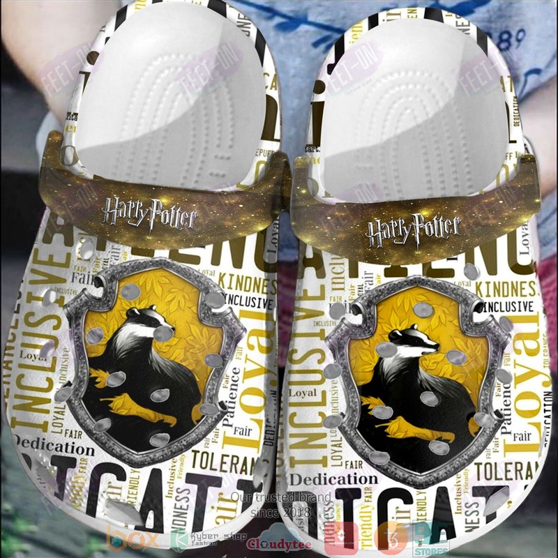 Harry Potter Hufflepuff White-Yellow Crocband Crocs Clog Shoes Harry Potter Hufflepuff White-Yellow Crocband Crocs Clog Shoes