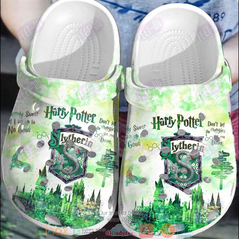 Harry Potter Slytherin Green-White Crocband Crocs Clog Shoes Harry Potter Slytherin Green-White Crocband Crocs Clog Shoes