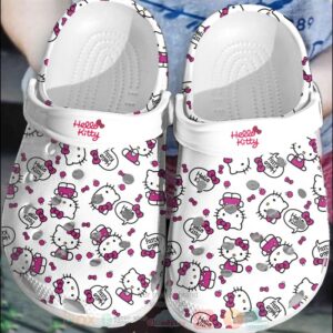 Hello Kitty Cute Pink-White Crocband Crocs Clog Shoes