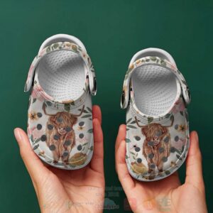 Highland Cow Floral Crocband Crocs Clog Shoes