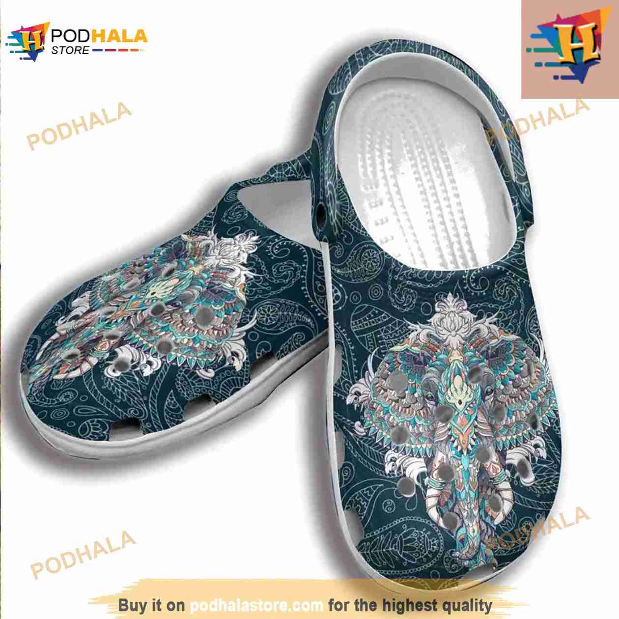 Hippie Art Elephant Crocs Clog Shoes Hippie Art Elephant Crocs Clog Shoes