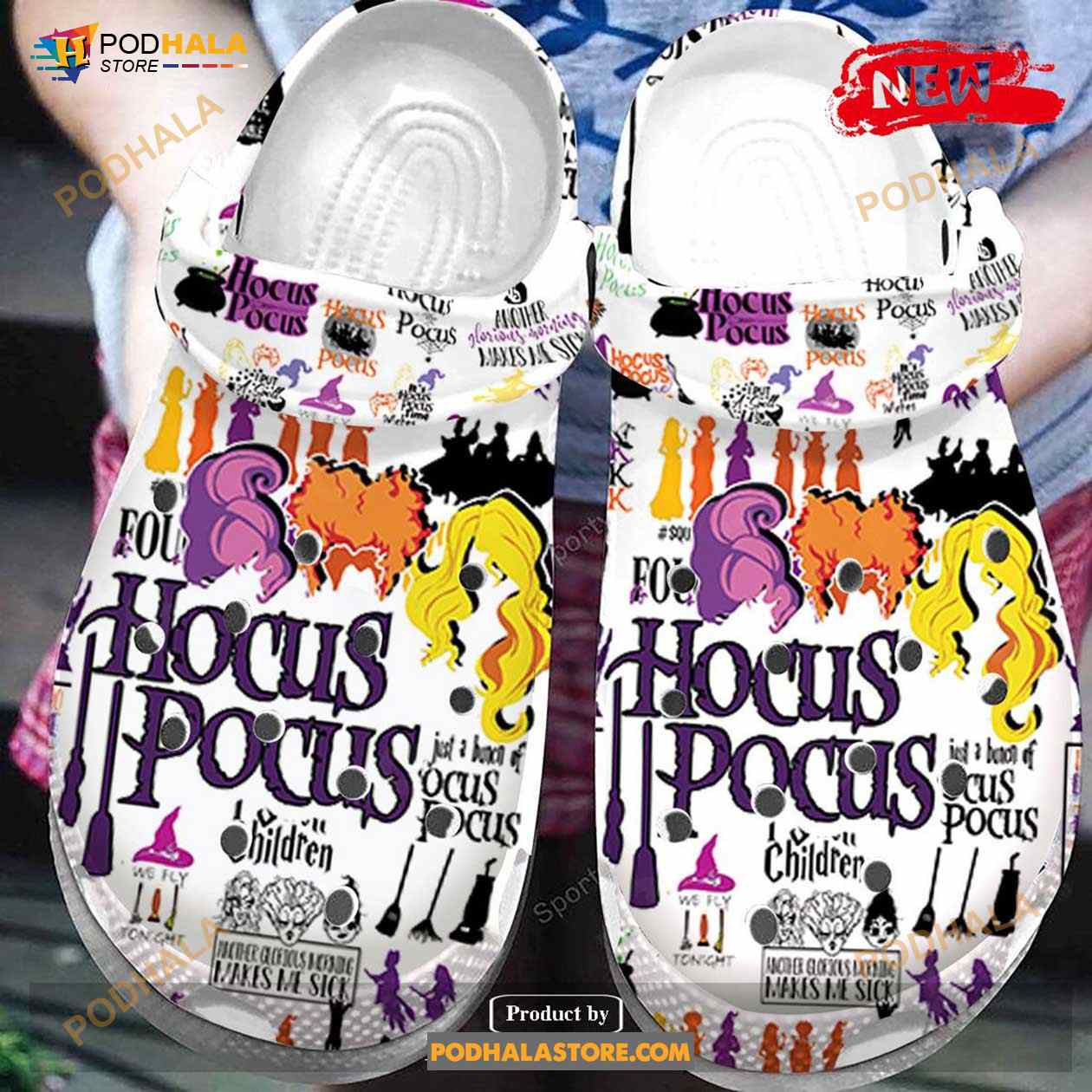 Hocus Pocus White Design Crocs Classic Clog Shoes Hocus Pocus White Design Crocs Classic Clog Shoes