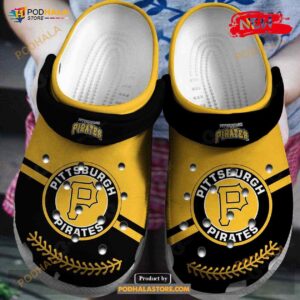 Hot MLB Team Pittsburgh Pirates Yellow-black For Unisex & Kids Crocs Clog Shoes
