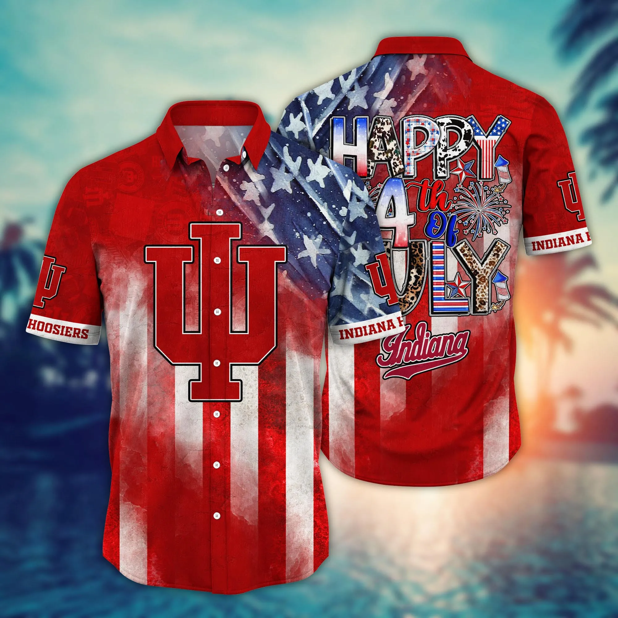 Indiana Hoosiers America Flag Pattern 4th Of July Hawaiian Shirt Indiana Hoosiers America Flag Pattern 4th Of July Hawaiian Shirt
