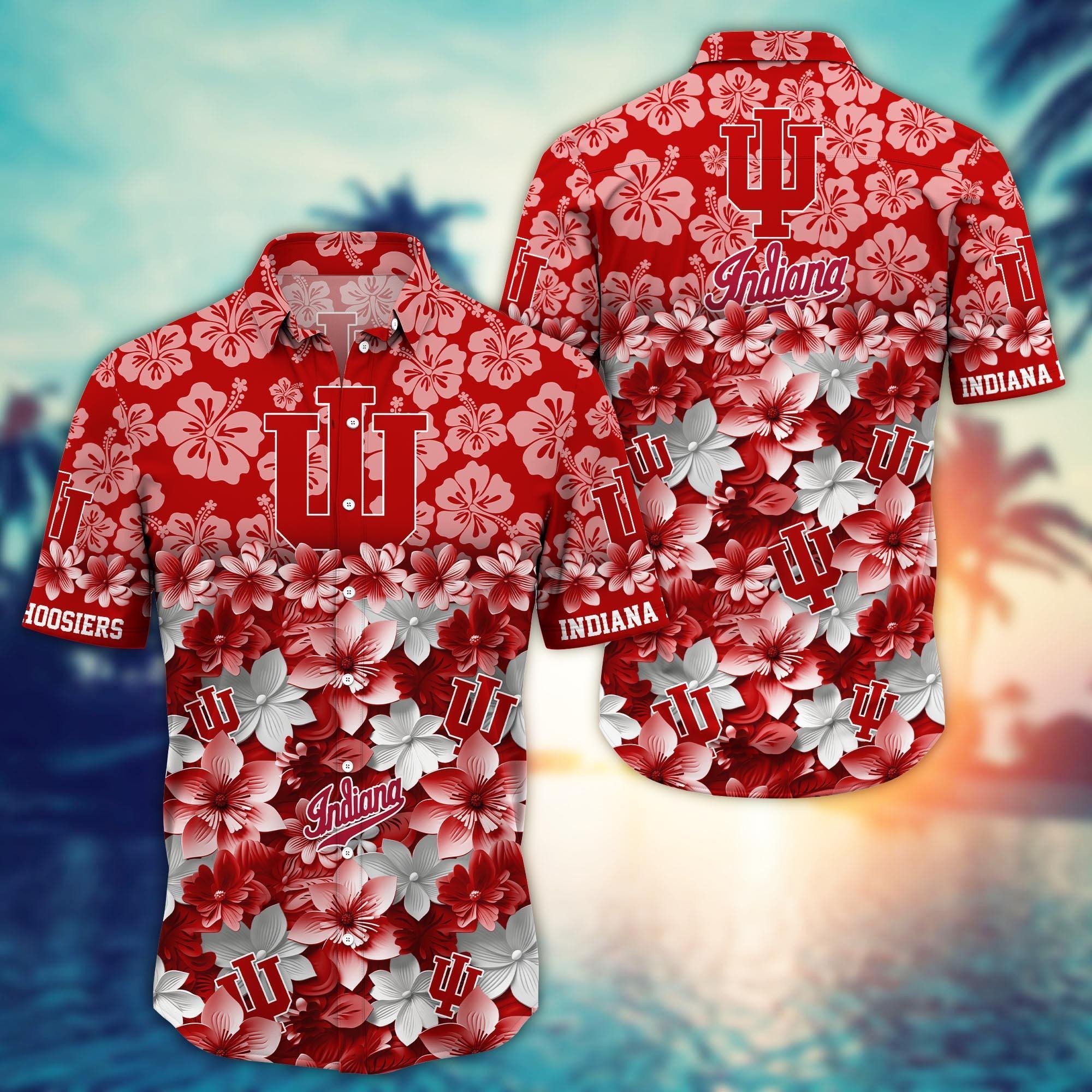 Indiana Hoosiers Botanical Aloha Hawaiian Shirt Indiana Hoosiers Botanical Aloha Hawaiian Shirt