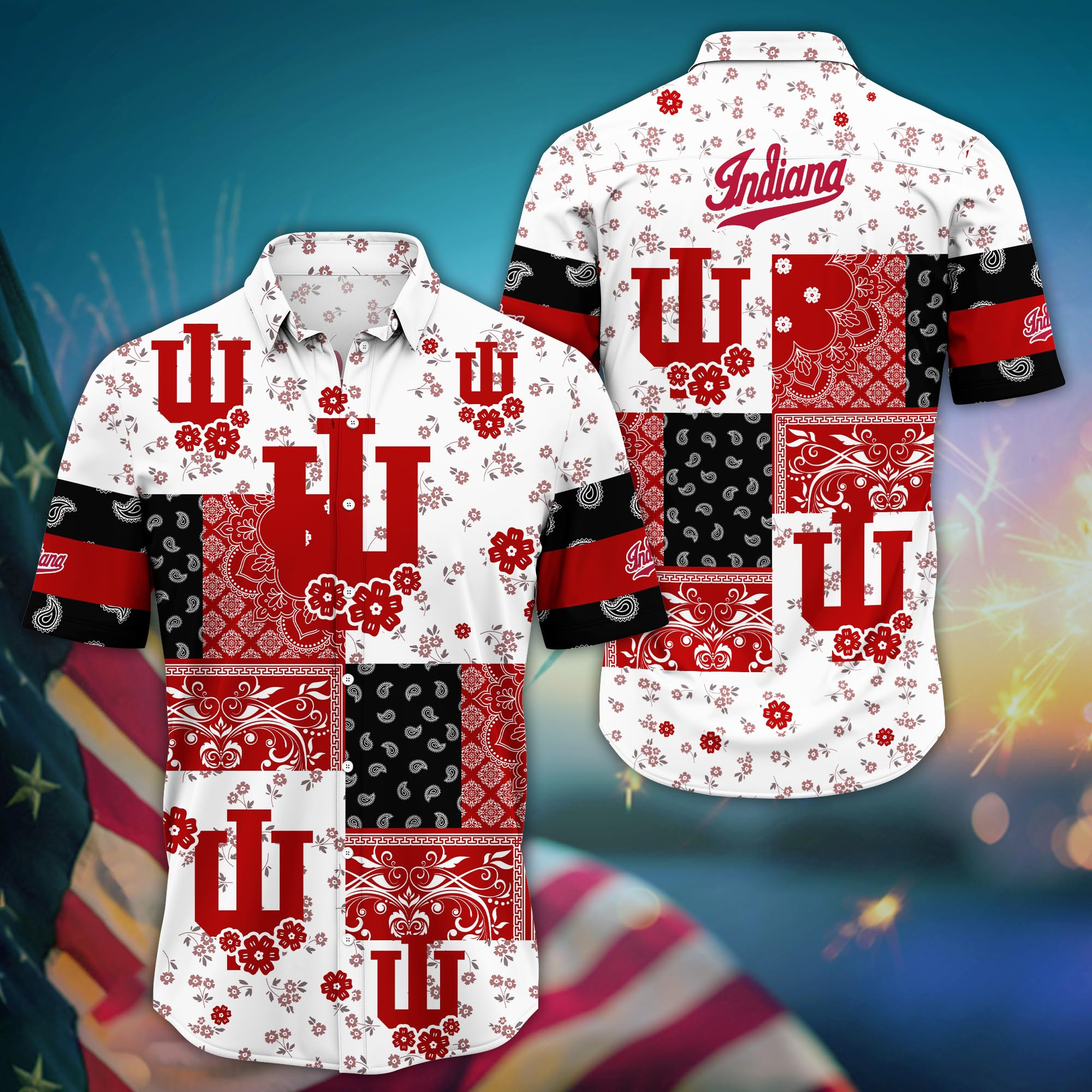 Indiana Hoosiers Mini Blossom Aloha Hawaiian Shirt Indiana Hoosiers Mini Blossom Aloha Hawaiian Shirt