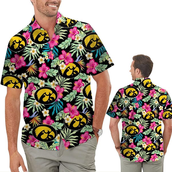 Iowa Hawkeyes Floral Aloha Hawaiian Shirt Iowa Hawkeyes Floral Aloha Hawaiian Shirt