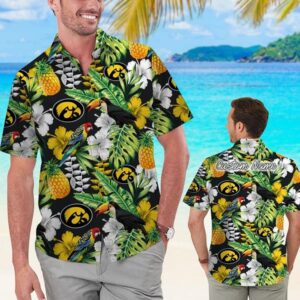 Iowa Hawkeyes Parrot Customized Name Hawaiian Shirt