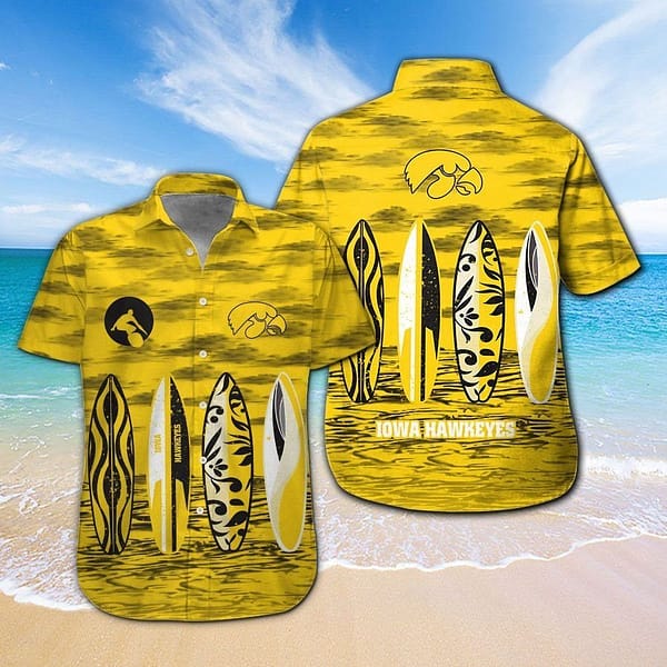 Iowa Hawkeyes Surfboard Hawaiian Shirt Iowa Hawkeyes Surfboard Hawaiian Shirt