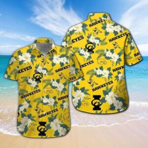 Iowa Hawkeyes Tropical White Floral Aloha Hawaiian Shirt