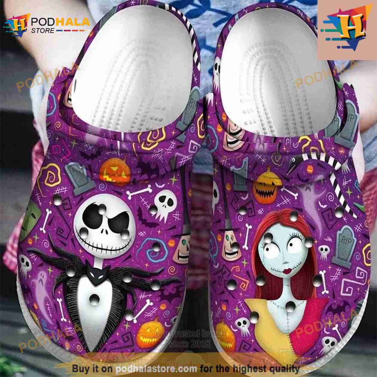 Jack And Sally Halloween Pattern Crocs Clog Shoes Gift For Family Jack And Sally Halloween Pattern Crocs Clog Shoes Gift For Family