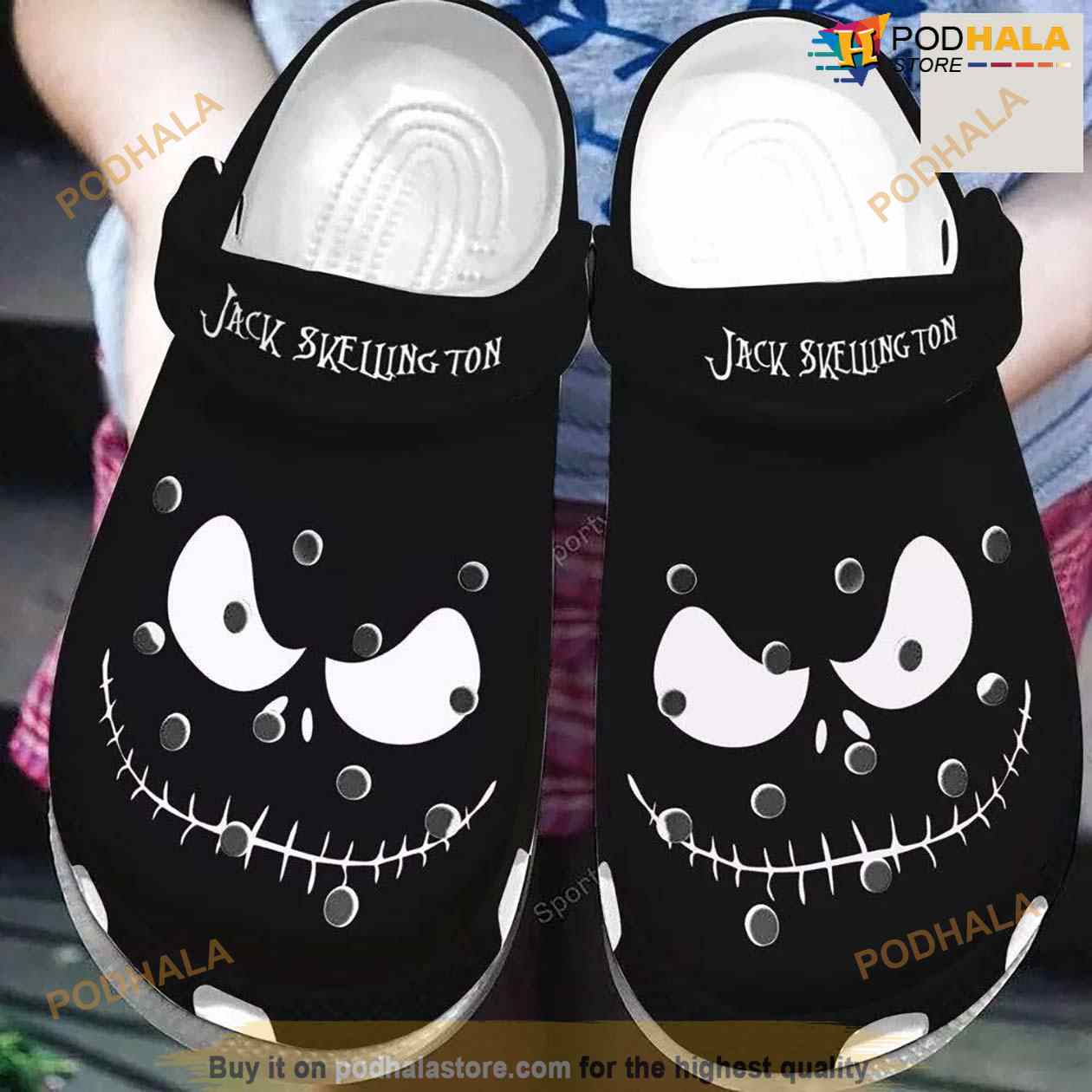 Jack Skellington Black Crocs Clog Shoes For Halloween Jack Skellington Black Crocs Clog Shoes For Halloween