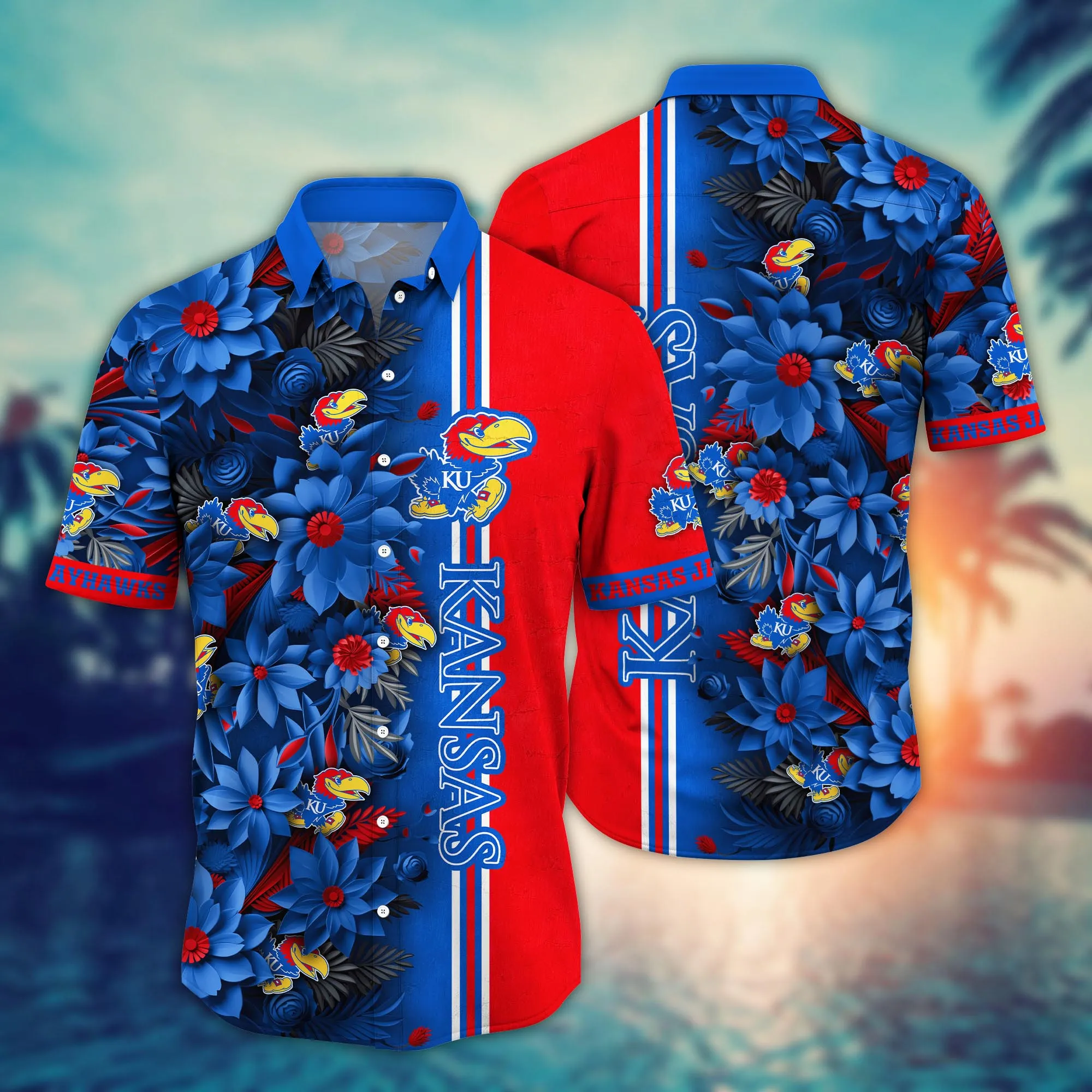 Kansas Jayhawks Botanical Hawaiian Shirt Kansas Jayhawks Botanical Hawaiian Shirt
