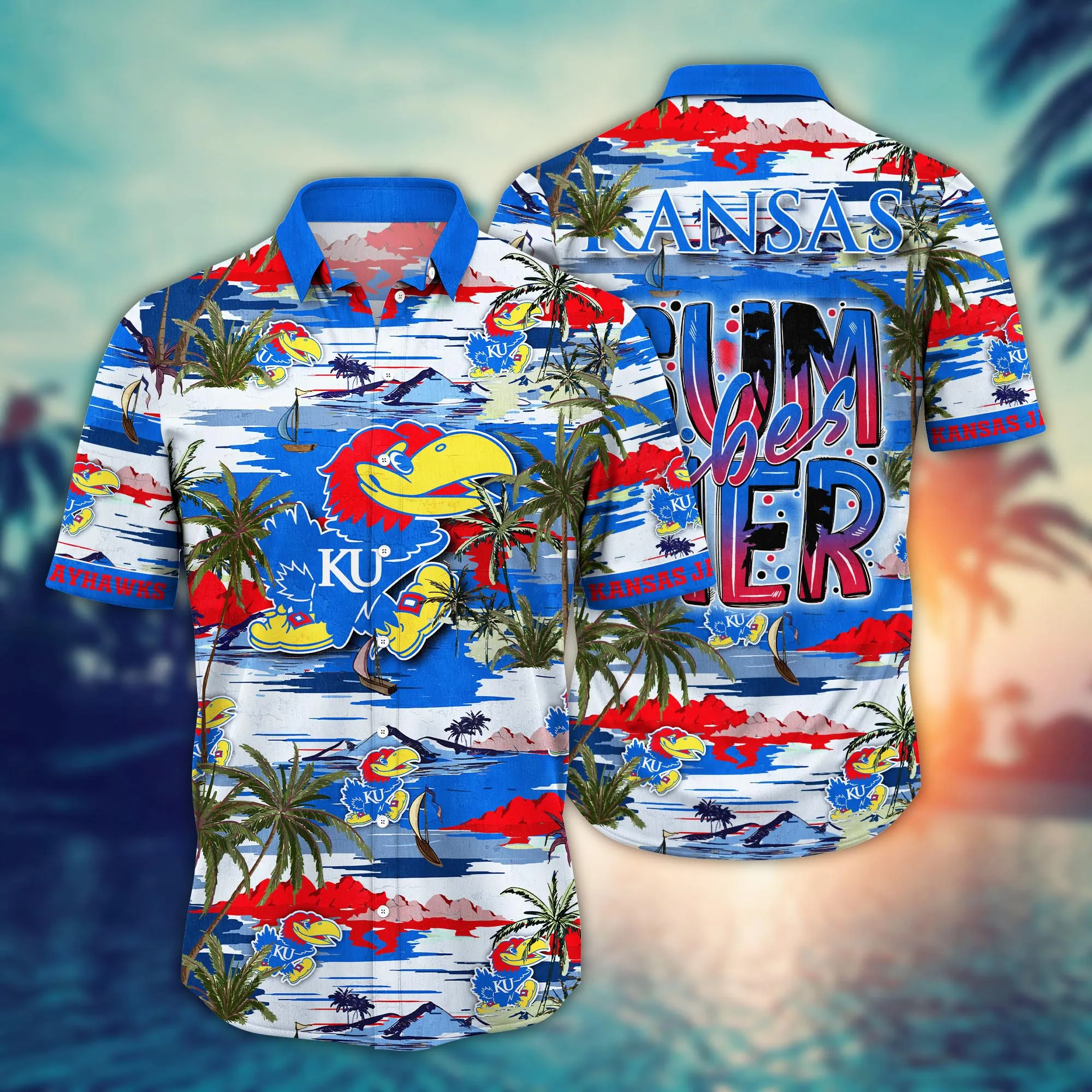 Kansas Jayhawks Summer Vibes Aloha Hawaiian Shirt Kansas Jayhawks Summer Vibes Aloha Hawaiian Shirt