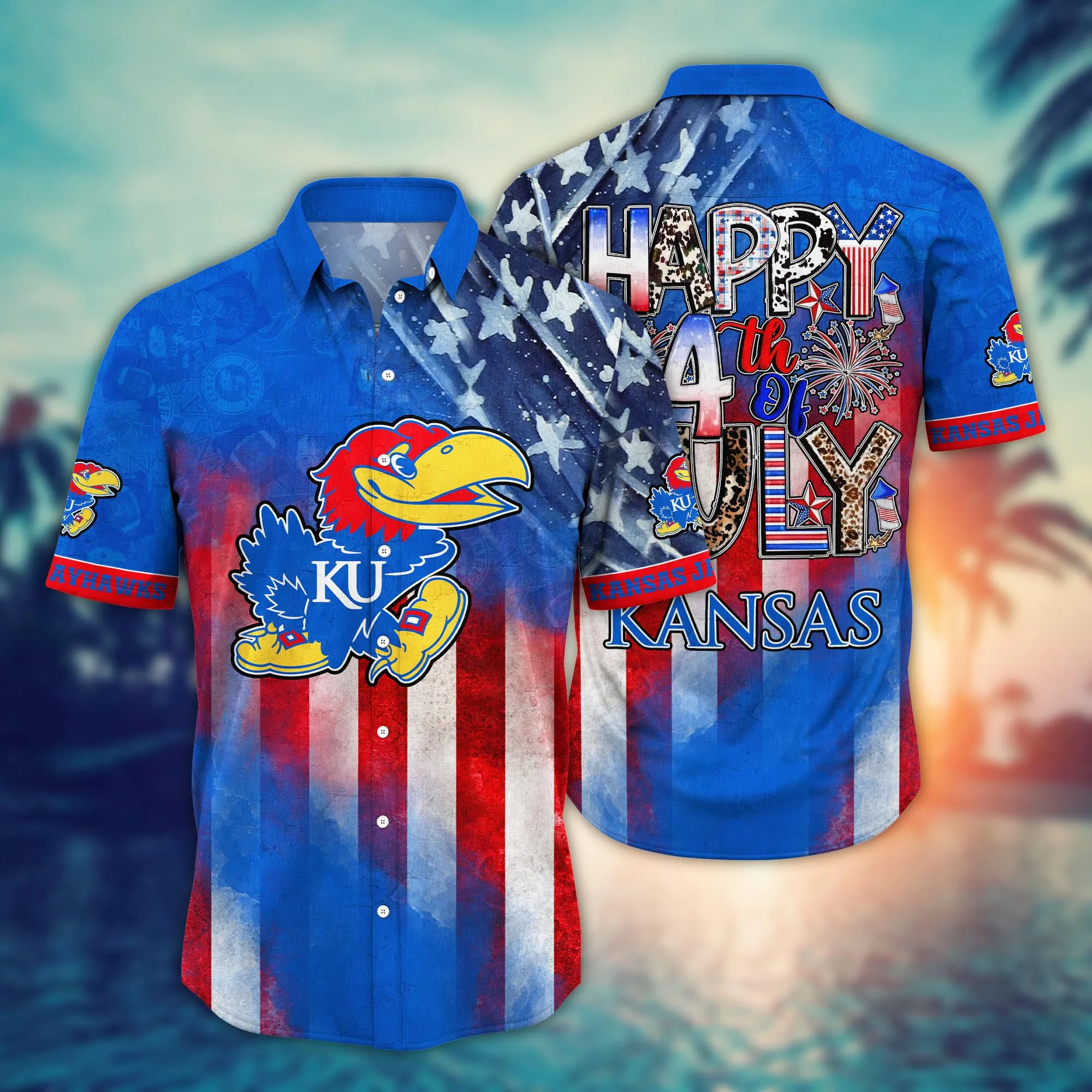 Kansas Jayhawks US Independence Day Hawaiian Shirt Kansas Jayhawks US Independence Day Hawaiian Shirt
