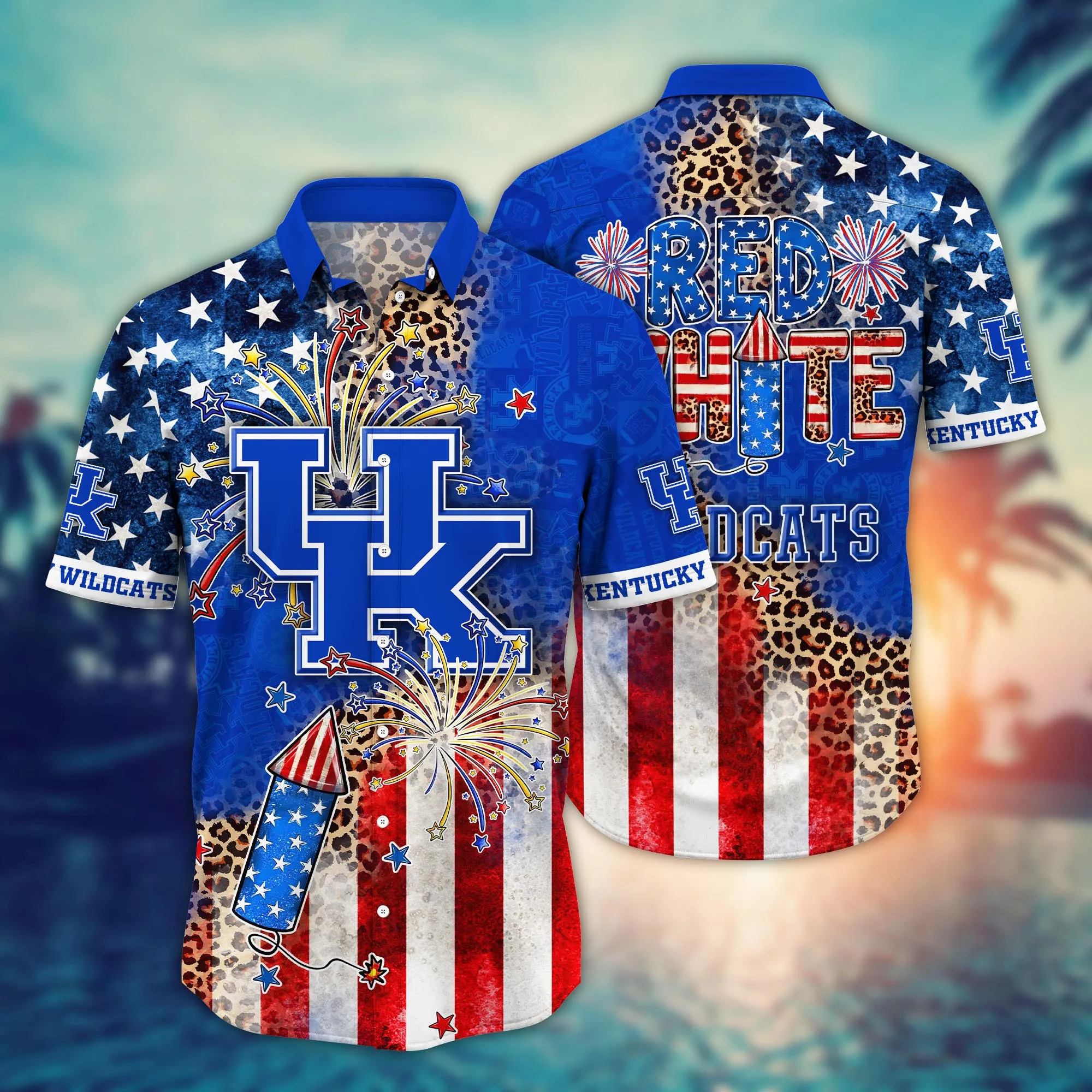 Kentucky Wildcats 4th Of July America Flag Pattern Hawaiian Shirt Kentucky Wildcats 4th Of July America Flag Pattern Hawaiian Shirt