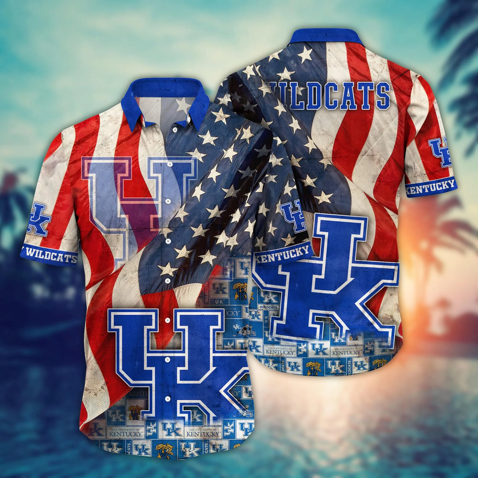 Kentucky Wildcats America Flag Pattern 4th Of July Hawaiian Shirt Kentucky Wildcats America Flag Pattern 4th Of July Hawaiian Shirt