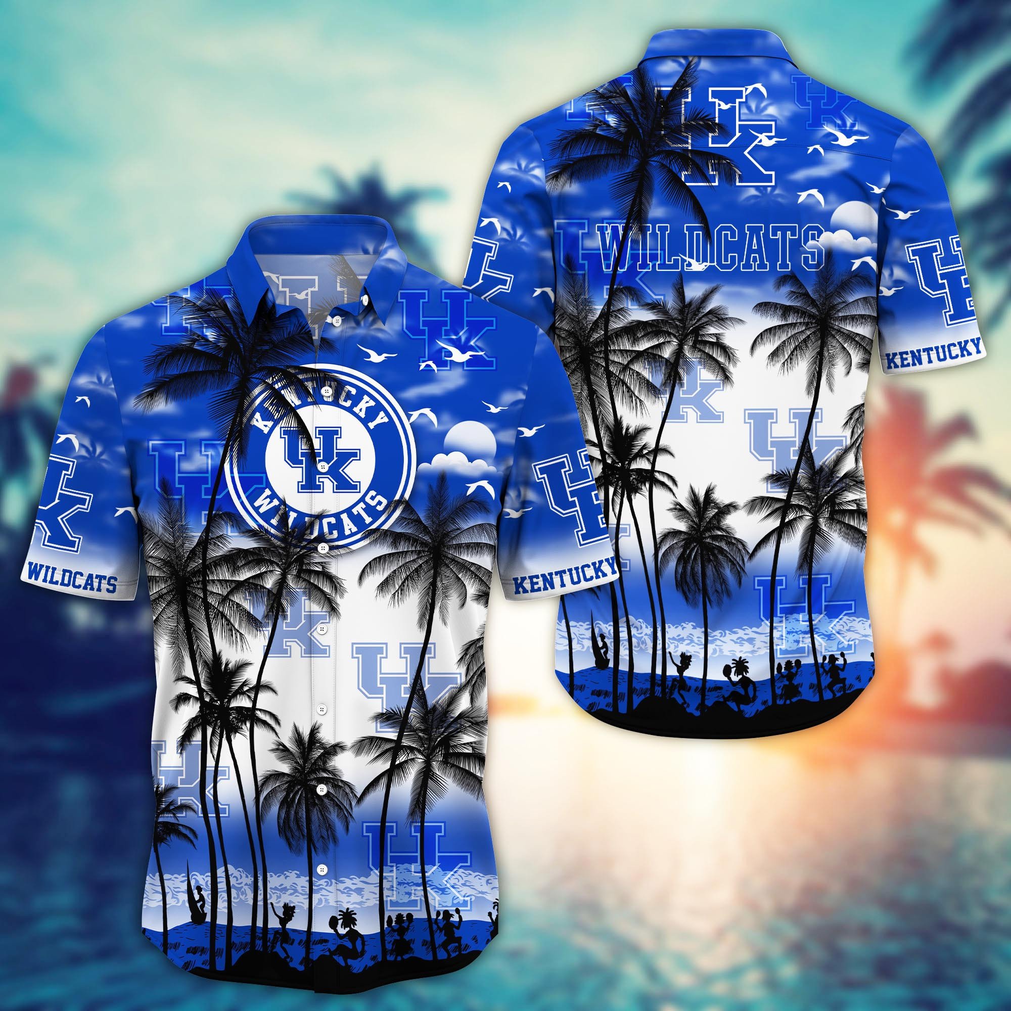 Kentucky Wildcats Palm Tree Island Hawaiian Shirt Kentucky Wildcats Palm Tree Island Hawaiian Shirt