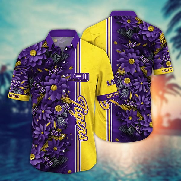 LSU Tigers Botanical Hawaiian Shirt LSU Tigers Botanical Hawaiian Shirt