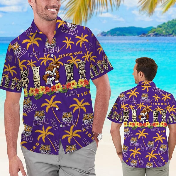 LSU Tigers Tiki Aloha Hawaiian Shirt LSU Tigers Tiki Aloha Hawaiian Shirt