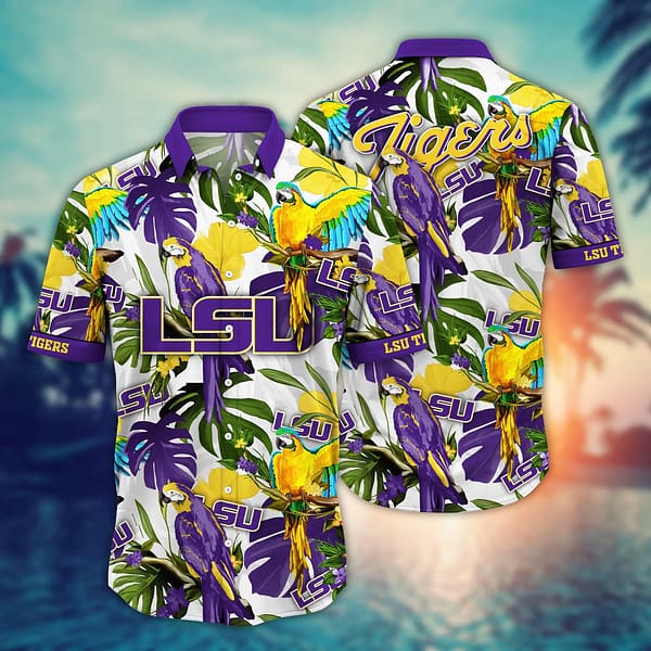 LSU Tigers Tropical Parrot Hawaiian Shirt LSU Tigers Tropical Parrot Hawaiian Shirt