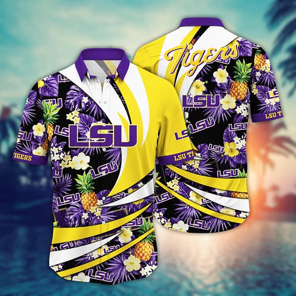 LSU Tigers Tropical Pineapple Flowers Hawaiian Shirt LSU Tigers Tropical Pineapple Flowers Hawaiian Shirt