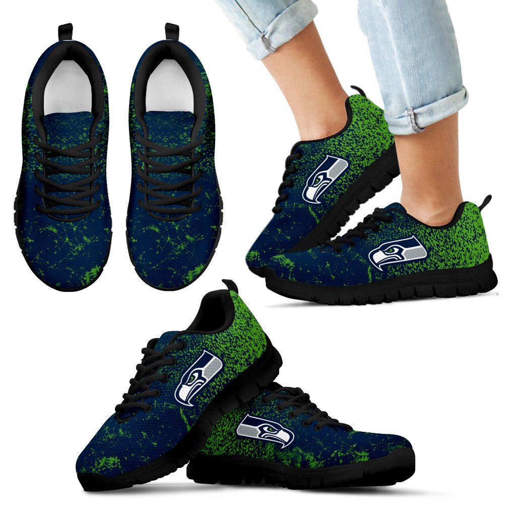 Light Tiny Pixel Smashing Pieces Seattle Seahawks Sneakers Light Tiny Pixel Smashing Pieces Seattle Seahawks Sneakers