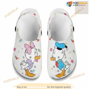 Little Donald Daisy Kissing White Pattern Graphic Cartoon Crocs Clog Shoes