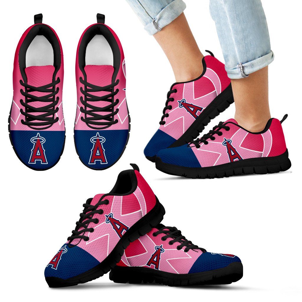 Los Angeles Angels Cancer Pink Ribbon Sneakers Los Angeles Angels Cancer Pink Ribbon Sneakers