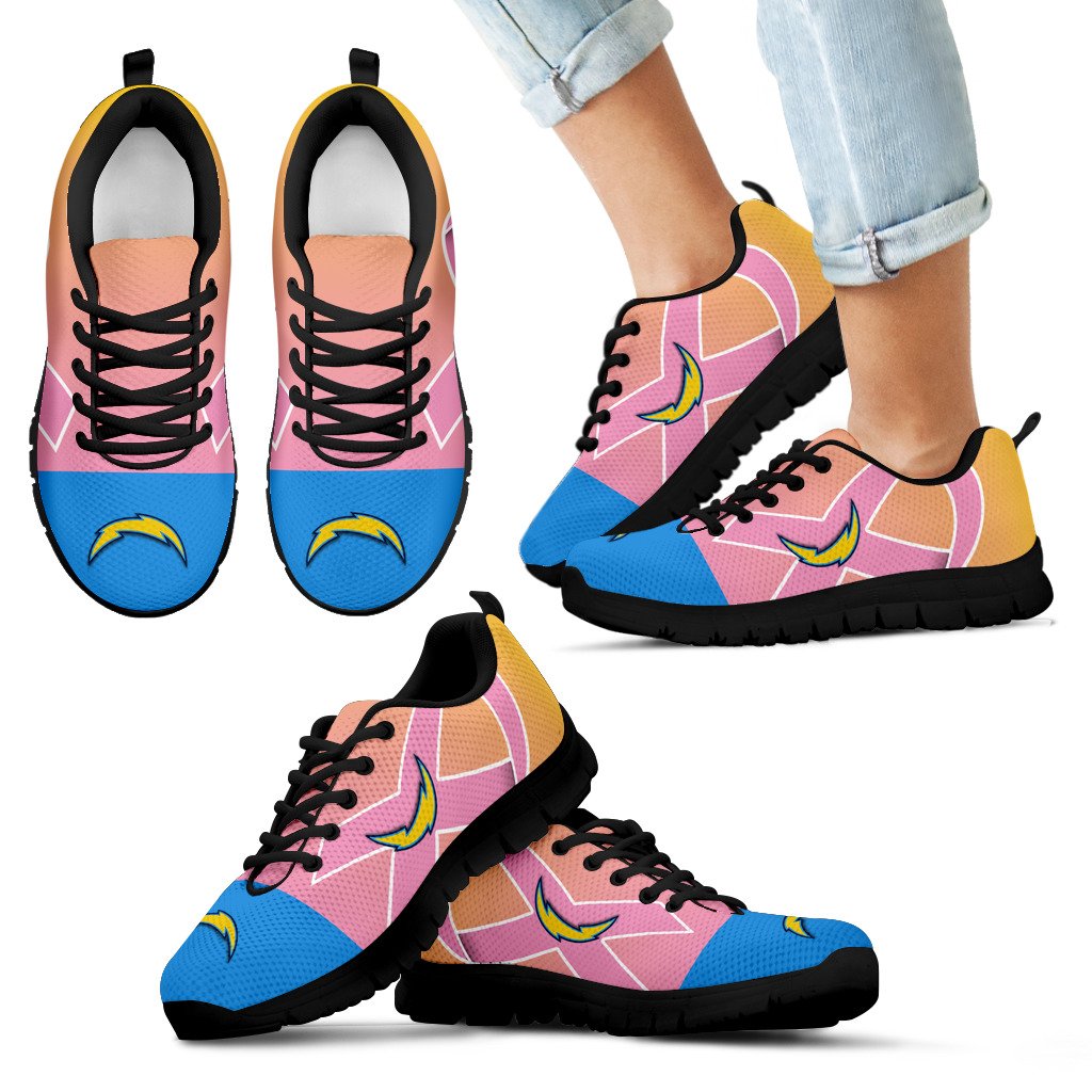 Los Angeles Chargers Cancer Pink Ribbon Sneakers Los Angeles Chargers Cancer Pink Ribbon Sneakers