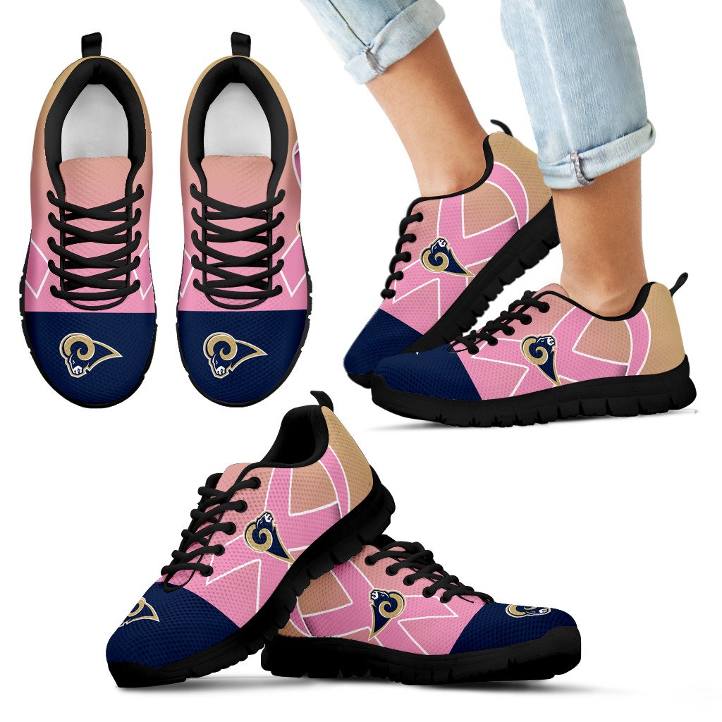 Los Angeles Rams Cancer Pink Ribbon Sneakers Los Angeles Rams Cancer Pink Ribbon Sneakers