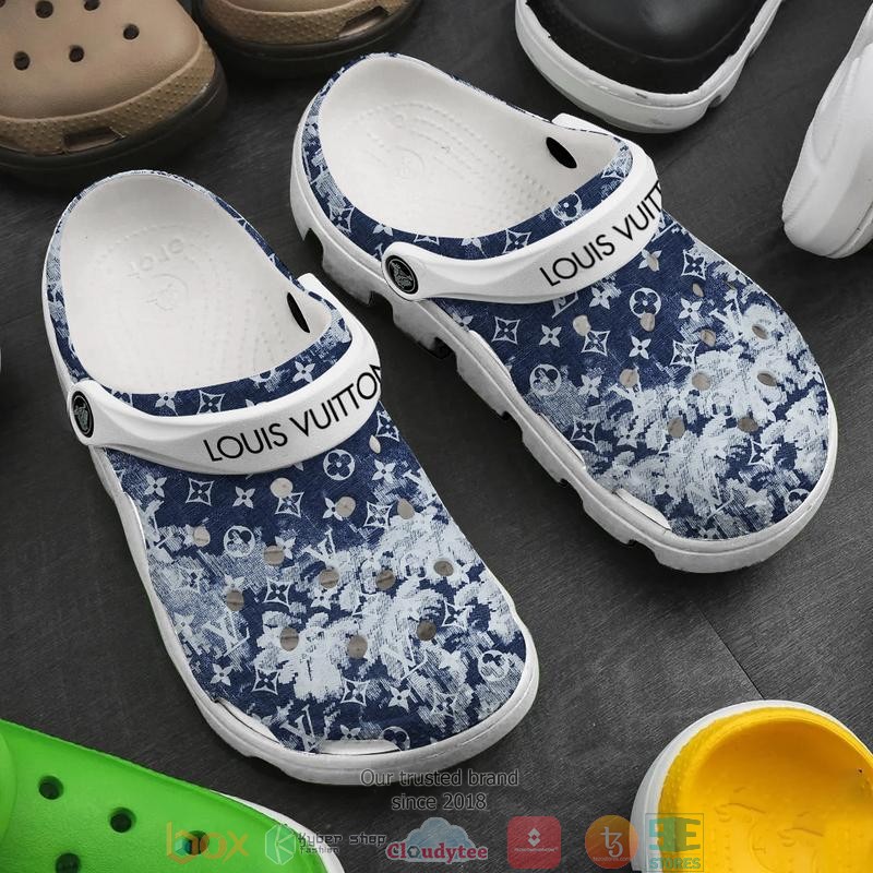 Louis Vuitton Blue Pattern Crocband Clog Shoes Louis Vuitton Blue Pattern Crocband Clog Shoes