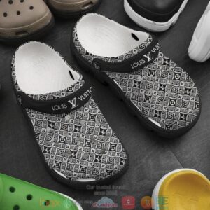 Louis Vuitton Brand Black Pattern Crocband Clog Shoes
