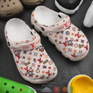 Louis Vuitton Colorful Pattern White Red Crocband Clog Shoes