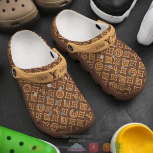 Louis Vuitton Luxury Brand Brown Pattern Crocband Clog Shoes