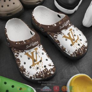 Louis Vuitton White Brown Crocband Clog Shoes