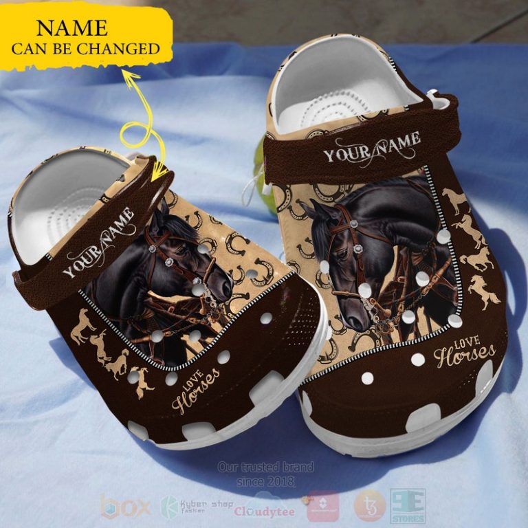 Love-Black-Horse-Custom-Name-Crocband-Crocs-Clog-Shoes-1
