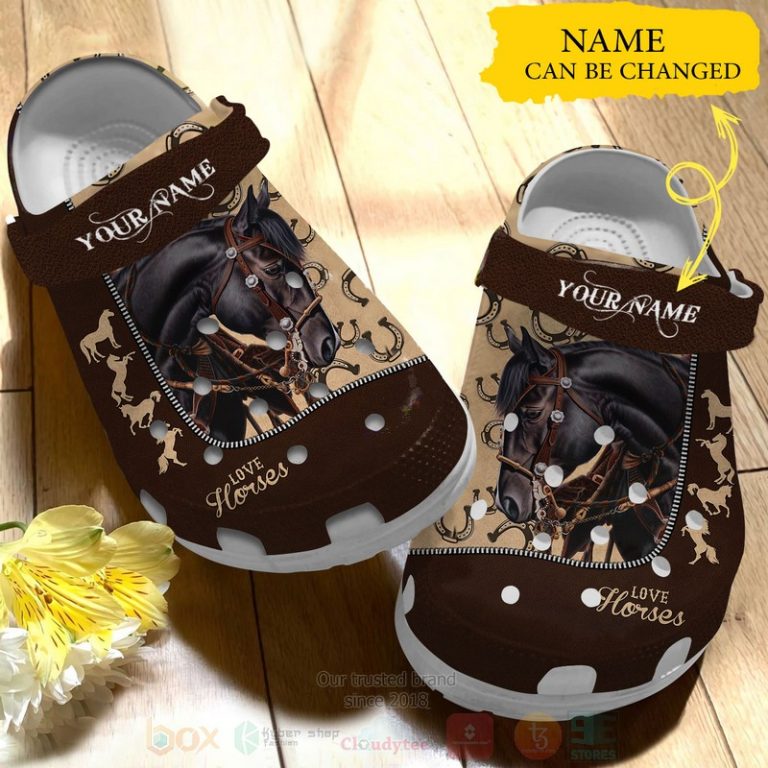 Love-Black-Horse-Custom-Name-Crocband-Crocs-Clog-Shoes-2