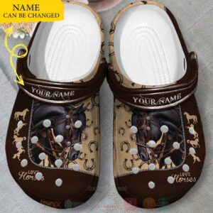 Love Black Horse Custom Name Crocband Crocs Clog Shoes