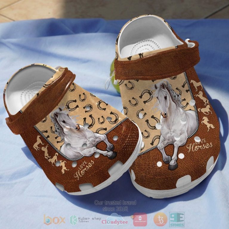 Love-White-Horse-Crocs-Crocband-Shoes-1