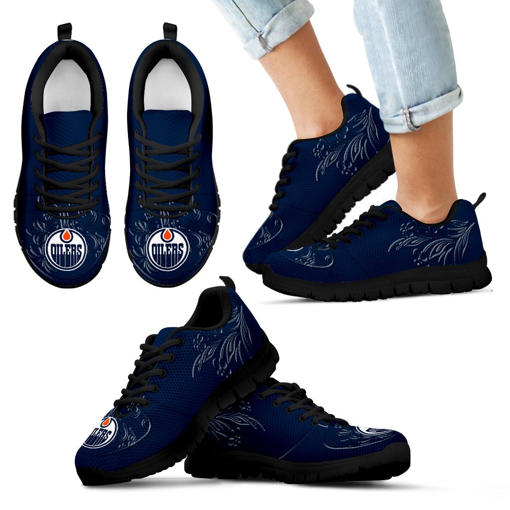 Lovely Floral Print Edmonton Oilers Sneakers Lovely Floral Print Edmonton Oilers Sneakers