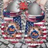 Mets American Flag Breaking Wall Crocs Gift