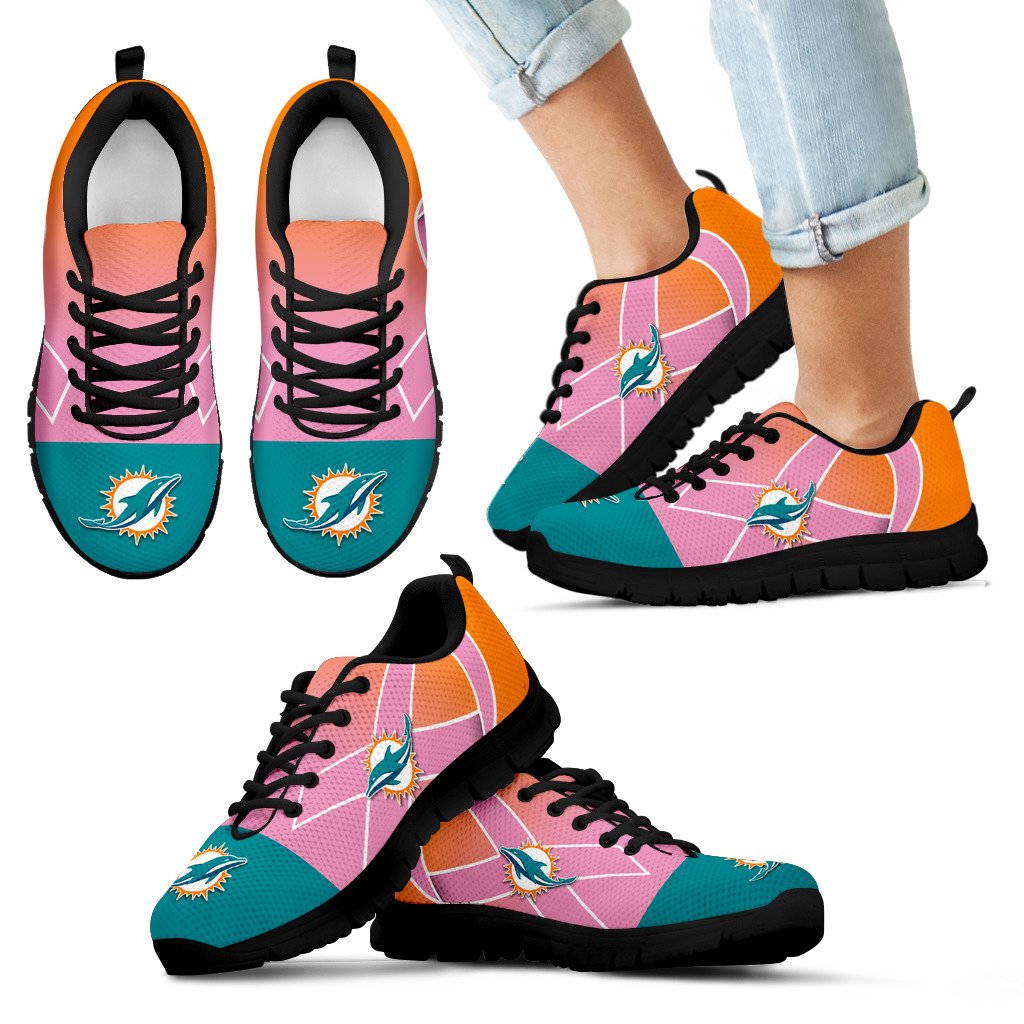 Miami Dolphins Cancer Pink Ribbon Sneakers Miami Dolphins Cancer Pink Ribbon Sneakers
