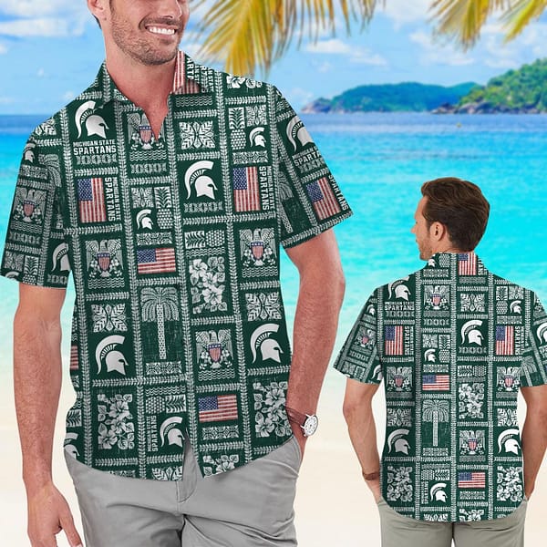 Michigan State Spartans Checkerboard Pattern Hawaiian Shirt Michigan State Spartans Checkerboard Pattern Hawaiian Shirt