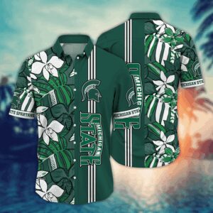 Michigan State Spartans Tropical Floral Aloha Hawaiian Shirt