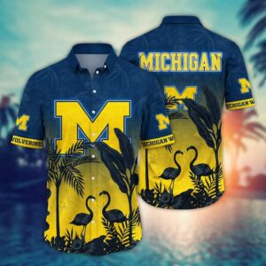Michigan Wolverines Flamingo Couple Hawaiian Shirt